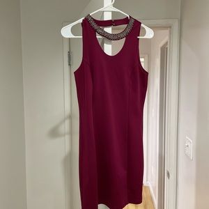 Forever 21 maroon mini dress with silver studded collar